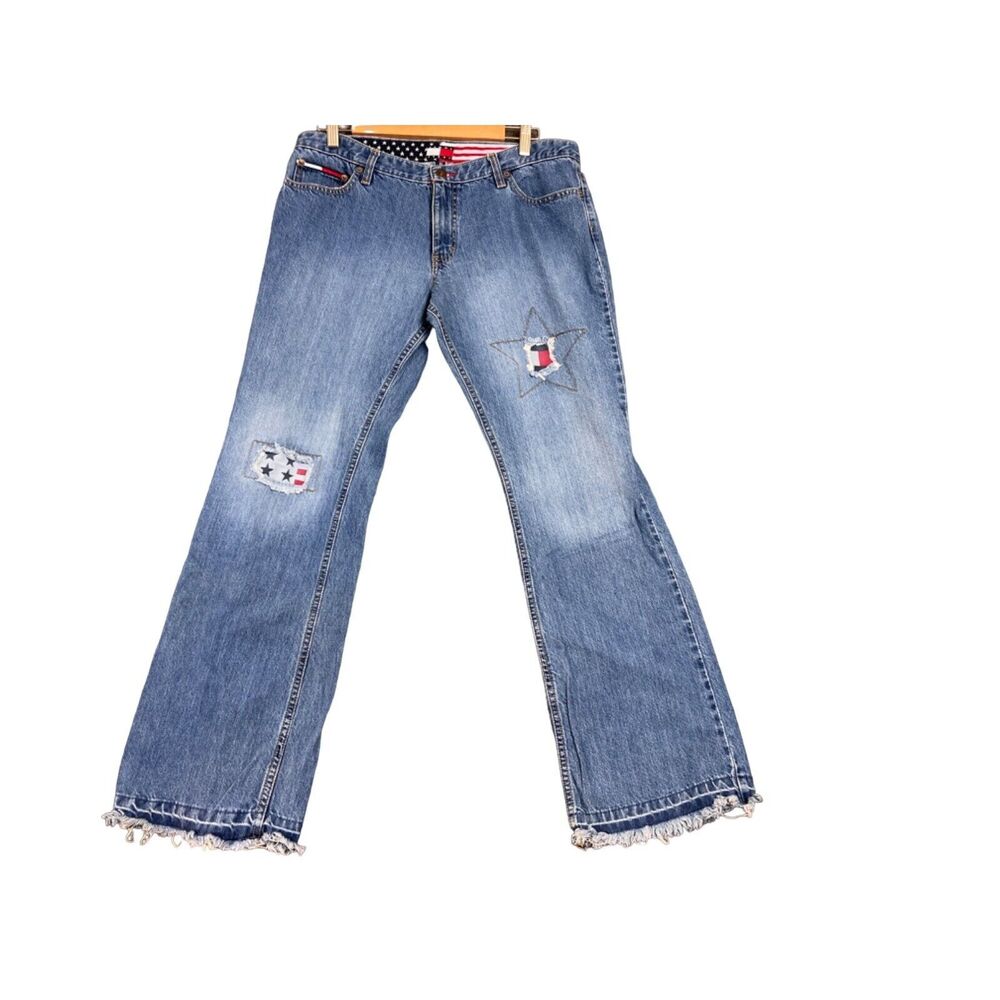 Vintage Womens Tommy Hilfiger Jeans Women’s Size 9 Americana Patches Retro Y2k